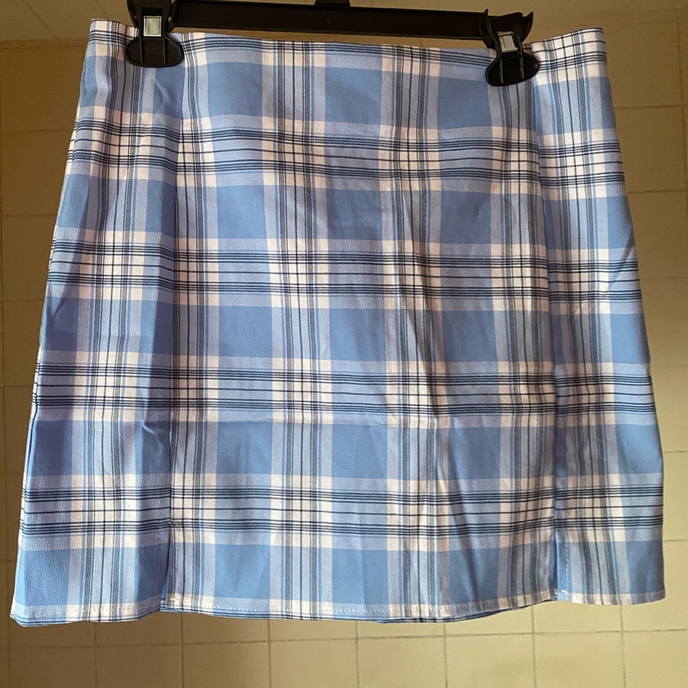 Baby blue paid skirt